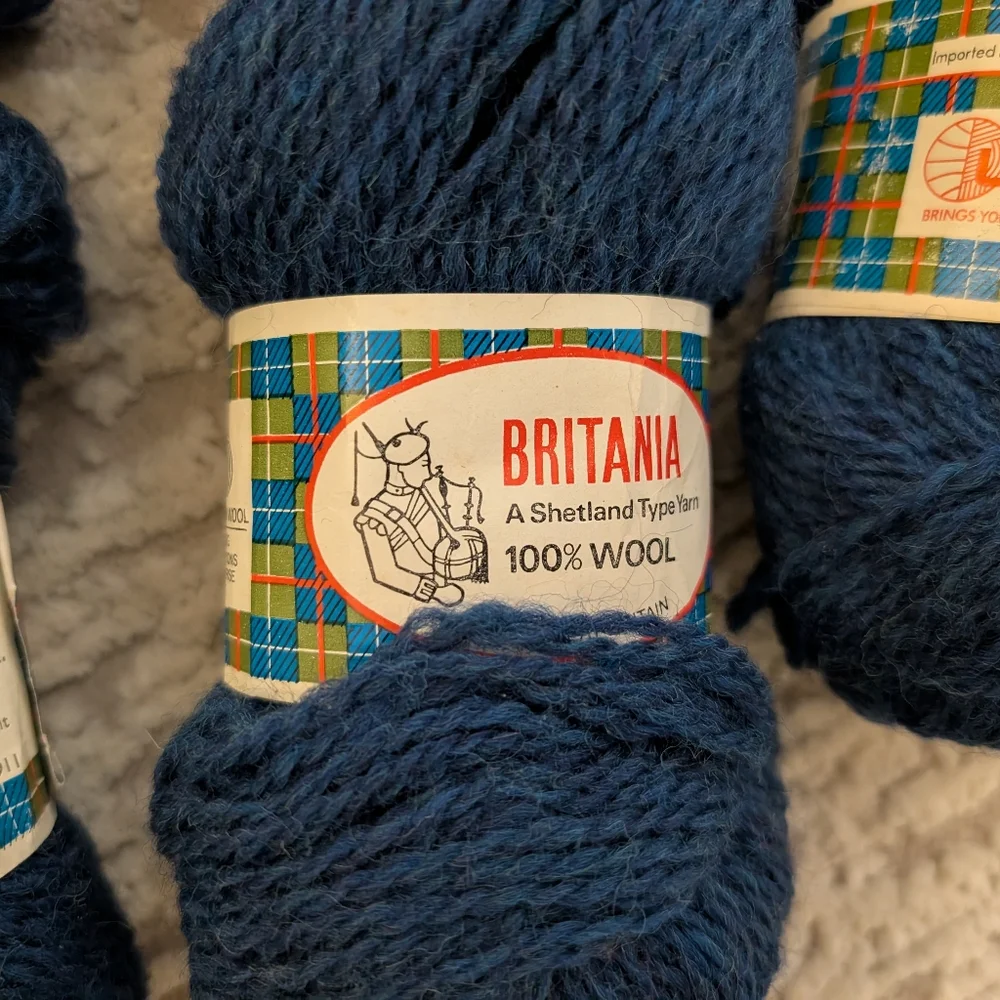6 VTG Unger BRITANIA 100% Shetland Type WOOL YARN~Blue , 1 6/10 Oz, Kobalt- SALE